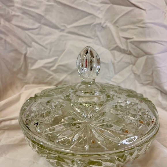 Anchor Hocking Star of David Prescut Glass VTG MCM Candy Dish w Lid Elegant Gift - Picture 12 of 15